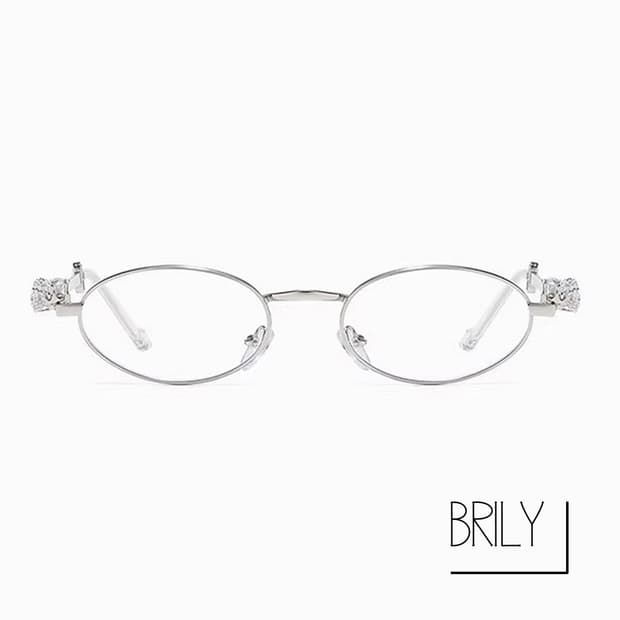 [Unisex] BOX 랩다이아 장식 긱시크 무드 빈티지 무테 안경
