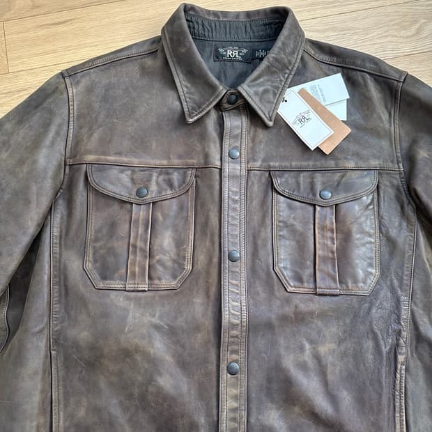 RRL 25ss 핸드디스트레스트 레더 오버셔츠