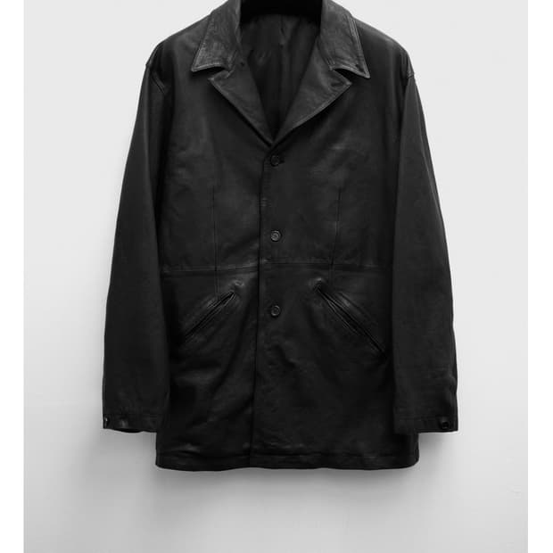 Washed Leather Jacket Black(xs)