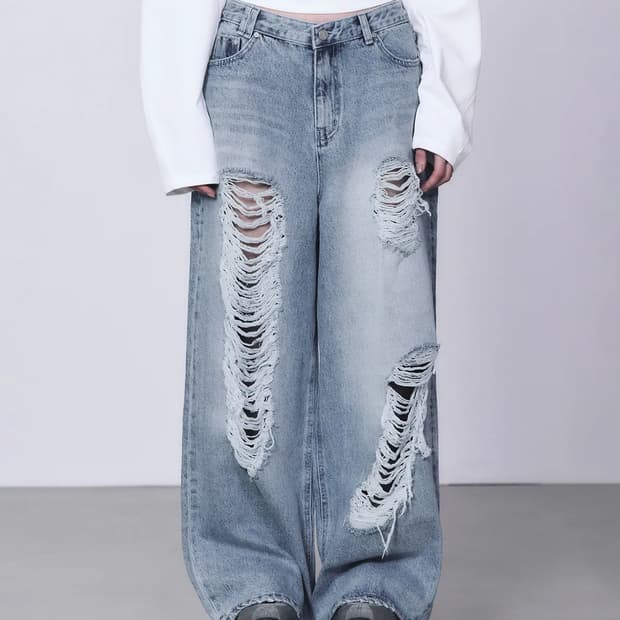 트리밍버드 스크래치 대미지 데님 블루