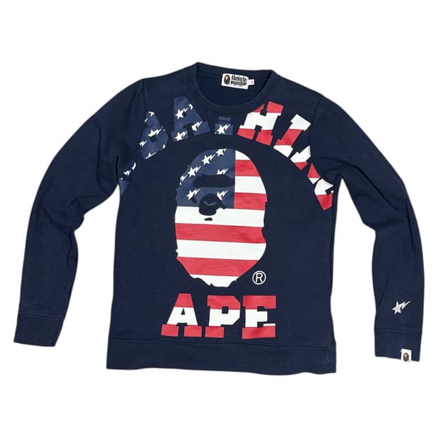 베이프 성조기 빅사루 베이프 스타 맨투맨 스웨터 