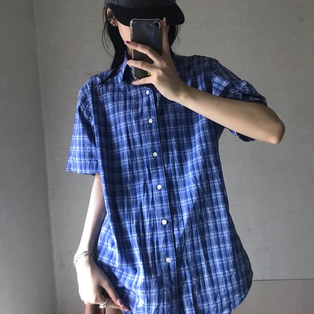폴로 반팔 체크셔츠