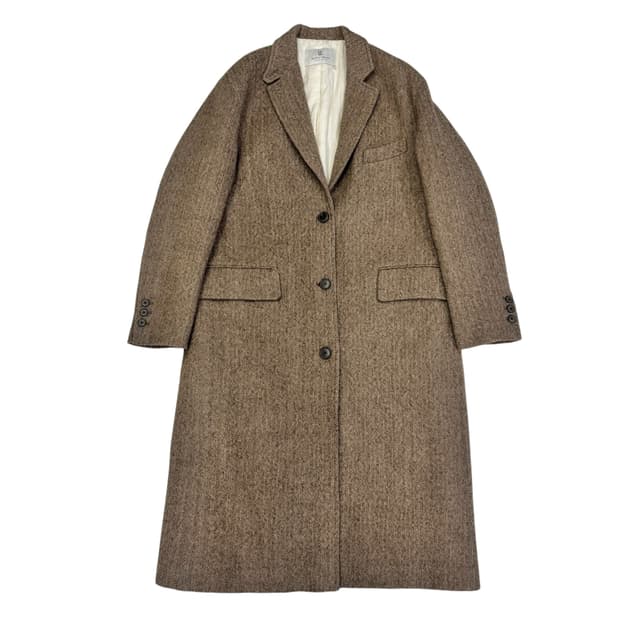 모노크롬 헤링본 싱글 코트