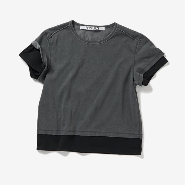 PERVERZE DOUBLE LAYERED TEE, BLACK