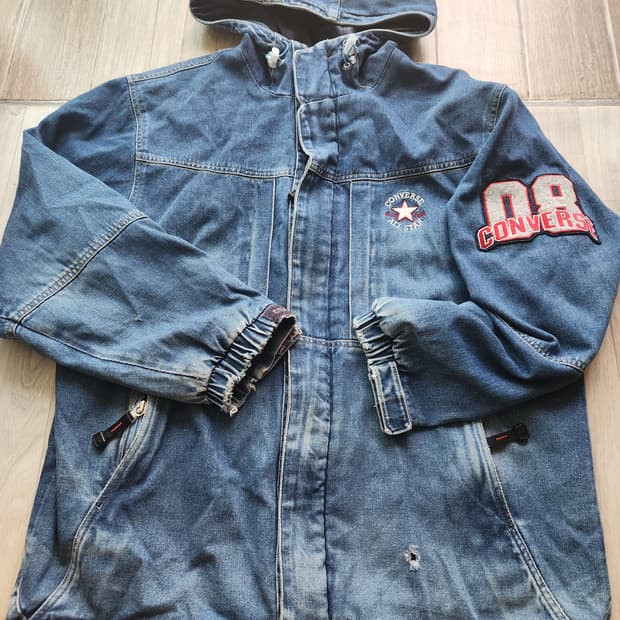 90s 컨버스 올스타 데님 후드 자켓 95(M정도)