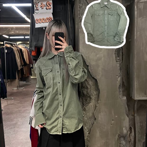 트루릴리젼 포켓 셔츠 카키 L  #csz2904