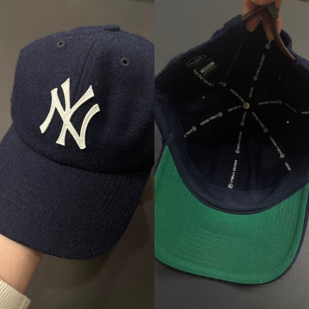 뉴에라 네이비 그린 배색 울 볼캡