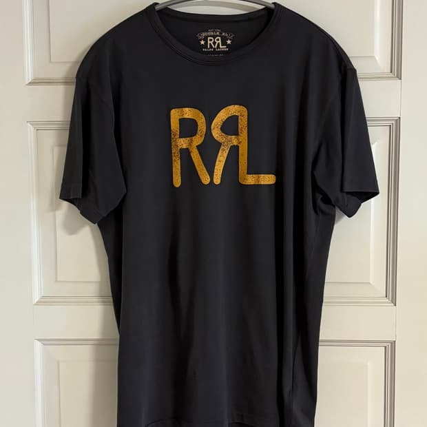 RRL 남성 로고 코튼 저지 티셔츠