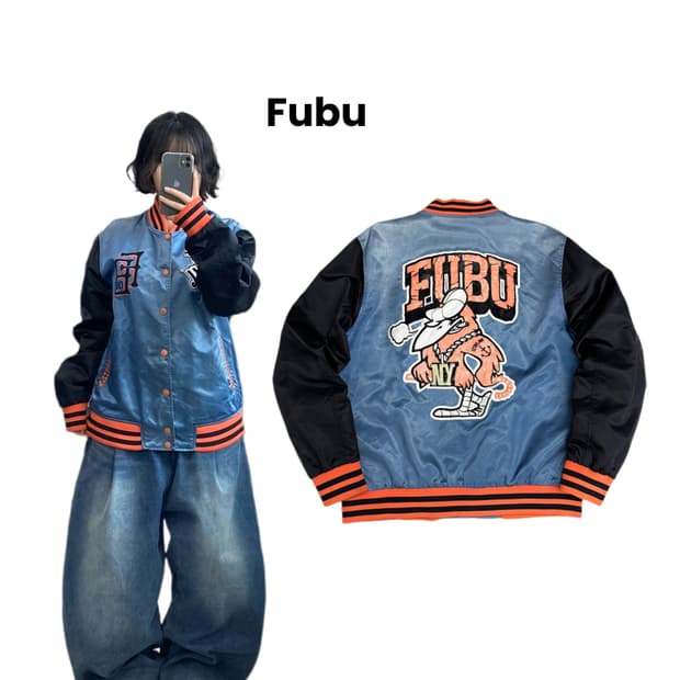 FUBU 후부 올드스쿨 빅로고 바시티 자켓