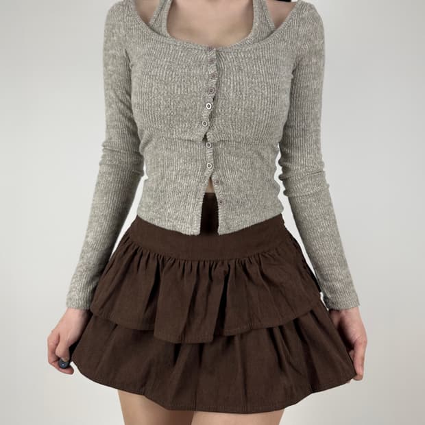 오트 그레이 레이어드 긴팔티