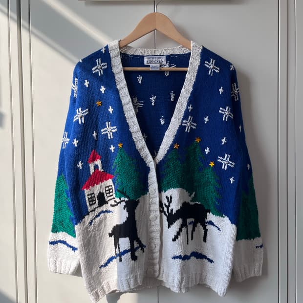 Izod 크리스마스 핸드메이드 니트 가디건 