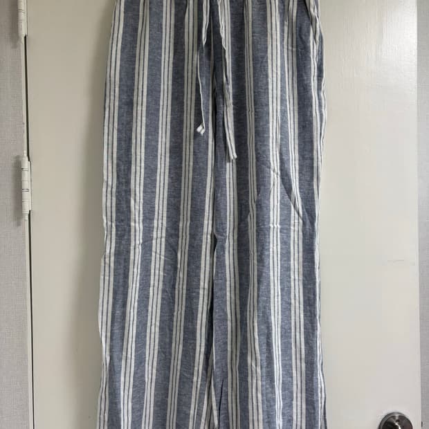 ZARA 스트라이프 와이드 밴딩 팬츠