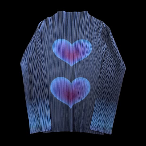 플리츠 하트 프린팅 탑