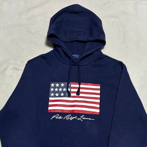 M 폴로랄프로렌 아메리칸 플래그 네이비 후드티