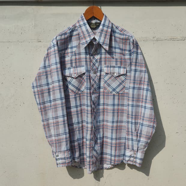 70s Sears Western wear 체크 웨스턴 셔츠