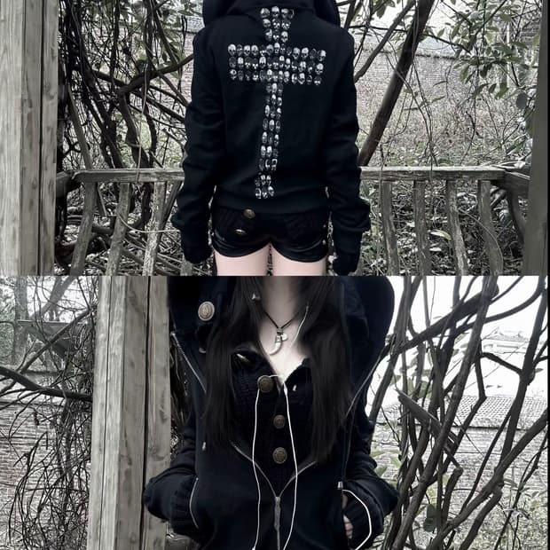 Skull Cross Graphic Zip Hoodie