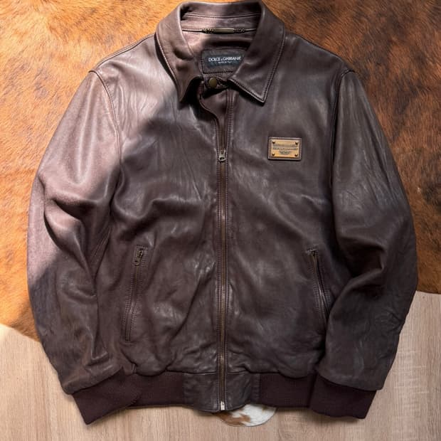 돌체앤가바나 플라이트 레더 봄버 자켓 