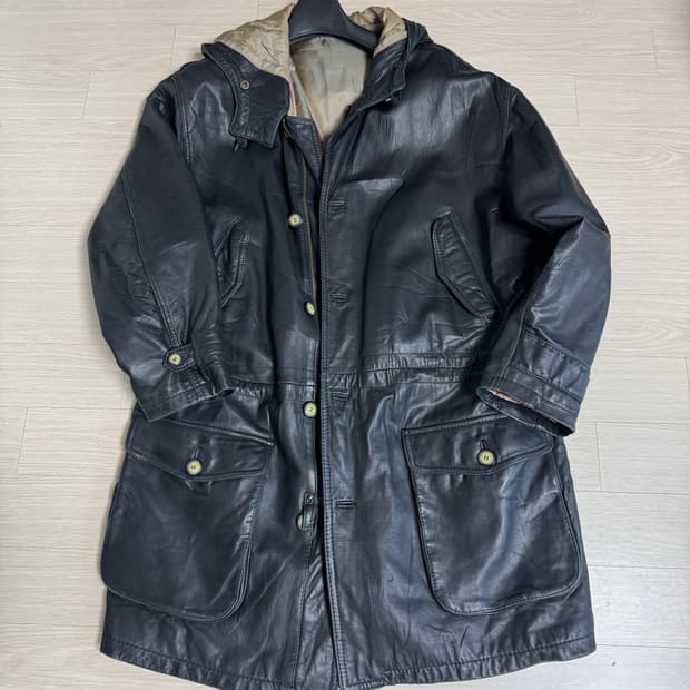 빈티지 양가죽 후디드 재킷
