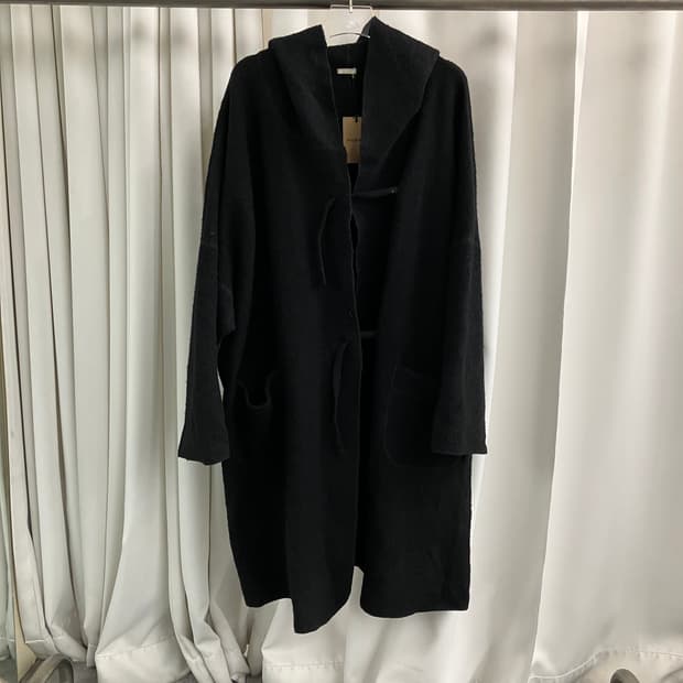 JPN VTG 블랙 울 후드 코트 M