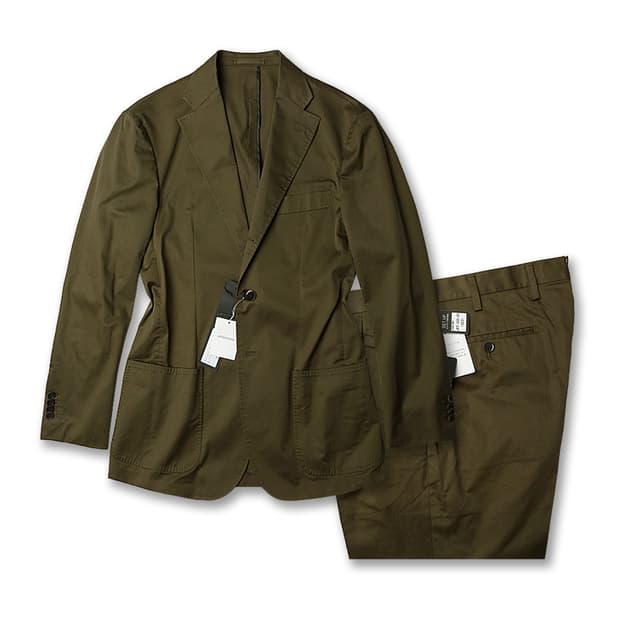 힐튼 [Hilton] 그루포 베스티 카키 코튼 수트 셋업 면수트 면정장