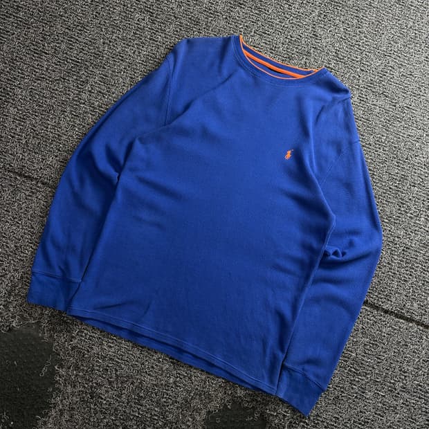 폴로 랄프로렌 포니로고 와플 니트 크루넥 긴팔 티셔츠 4207