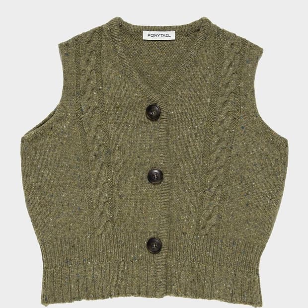 포니테일 니트 베스트 (olive)
