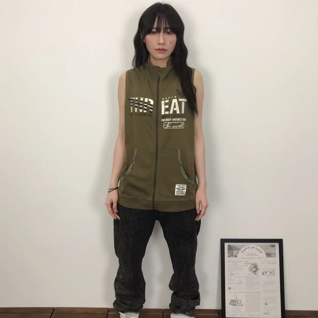 00's Y2K Military Graphic Zip-Up Vest