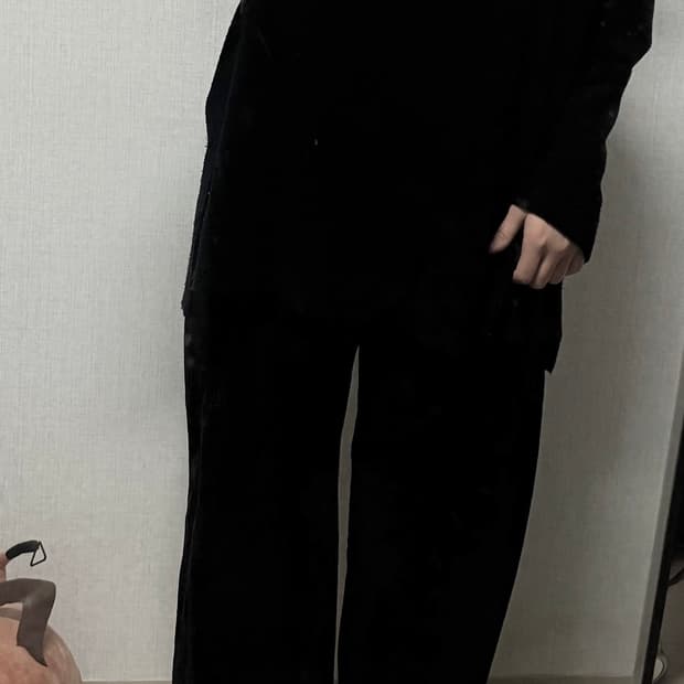 블랙 코듀로이 와이드 팬츠