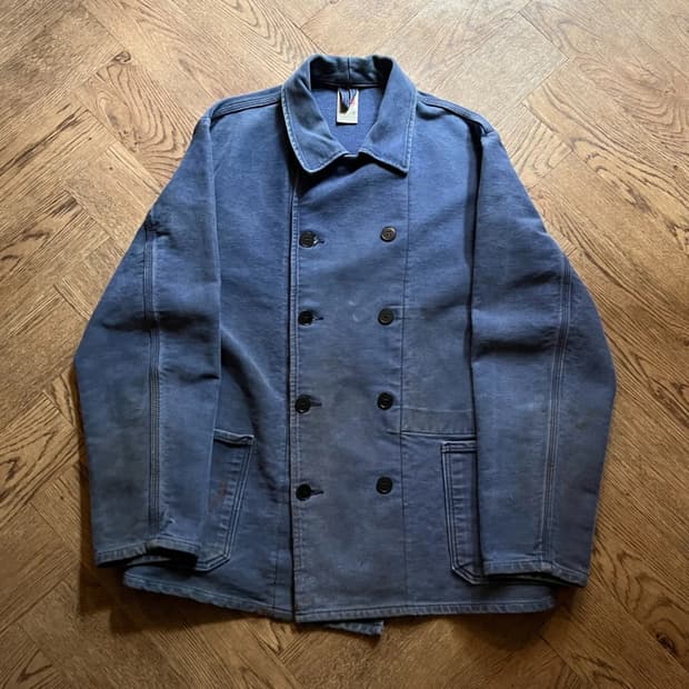 [M]90's ROFA 빈티지 페이딩 몰스킨 더블브레스트 프렌치 워크자켓