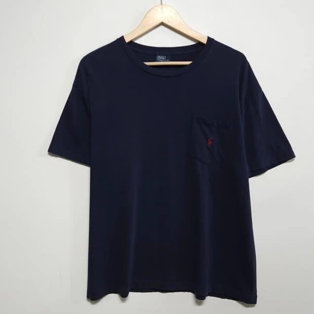 105 POLO 폴로 랄프로렌 반팔티 포켓 워시드 네이비