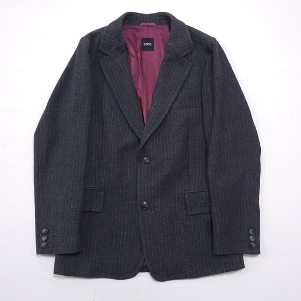 휴고보스 헤링본 울 자켓