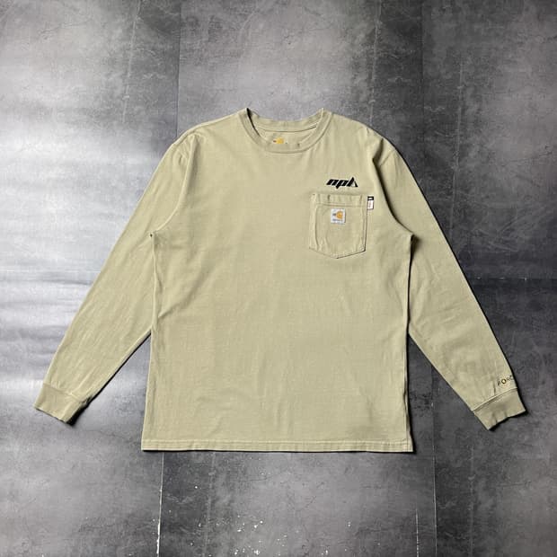 CARHARTT 칼하트 베이지 코튼 긴팔 티셔츠 A01022
