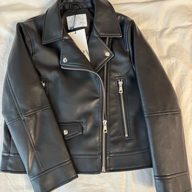 자라 키즈 블랙 레더 라이더 자켓