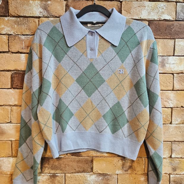 그로브 아가일 체크 니트