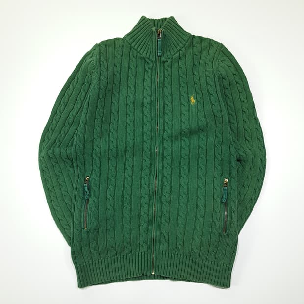 CL099 M 폴로 코튼 케이블 니트 집업