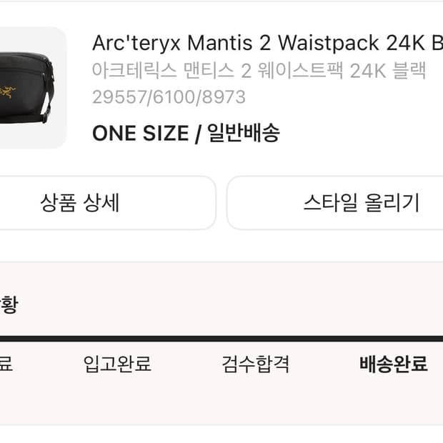 (택포)아크테릭스 맨티스2 24k 웨이스트백