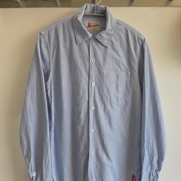 히스테릭 글래머 스트라이츠 버튼 다운 셔츠