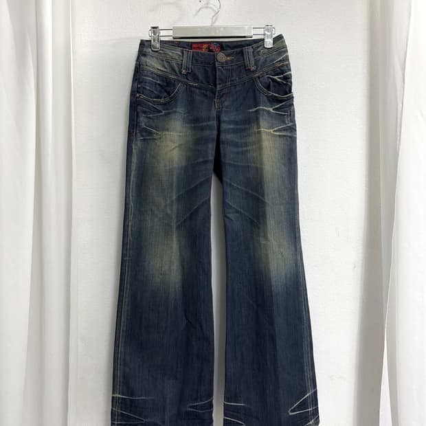  Mid-Wash Wide Denim Pants