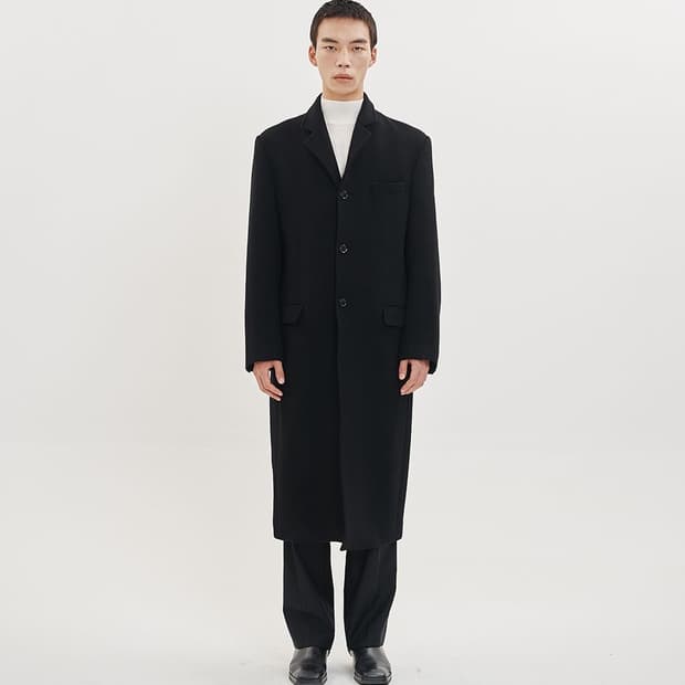 시너리 울 캐시미어 싱글 롱코트 S