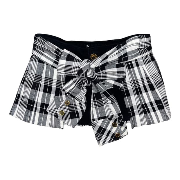 REAL MA*RS 리얼마즈 타탄체크 셔츠레이어드 밴딩 스커트 갸루y2k
