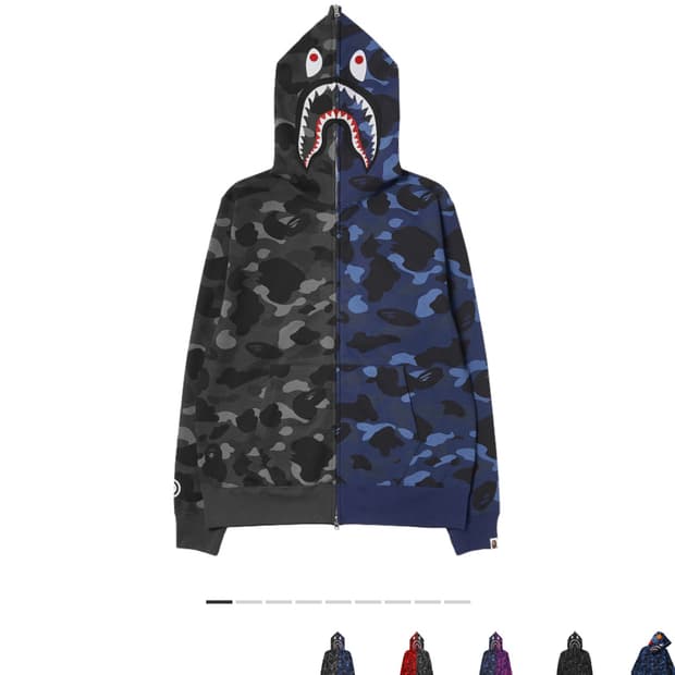 (구매) 베이프 컬러 카모 세퍼레이트 샤크 풀 집 후드 블랙 네이비xl