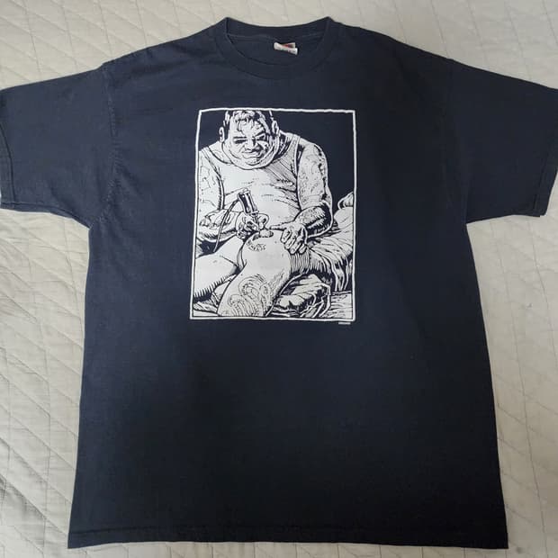 [XL] 90-00s A$$ 타투 가이 빈티지 티셔츠. Not erd
