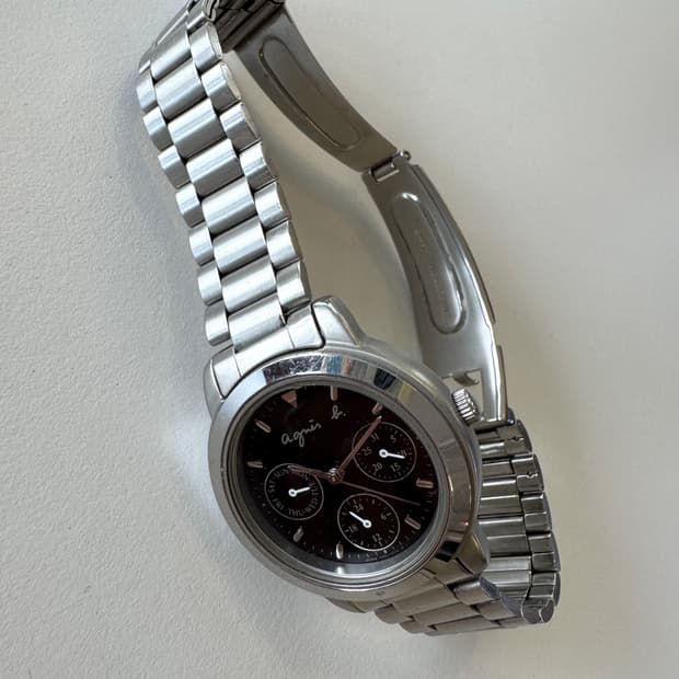 아네스베 agnes b.멀티펑션 블랙 다이얼 메탈 시계