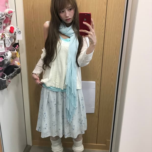 스카이블루 데일리 페어리 플라워 코디세트