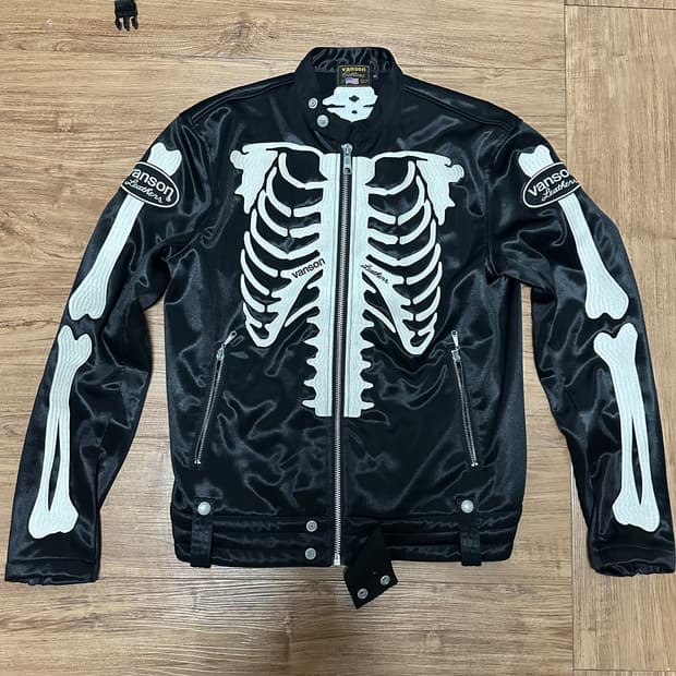 밴슨 본 라이더 자켓 블랙 화이트 XL
