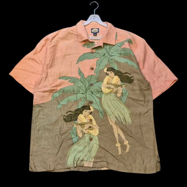 (L~XL)USA 하와이안 린넨 반팔셔츠 