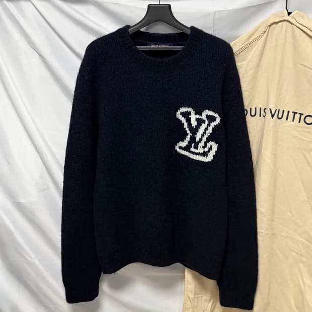 [S+급/2XL] 루이비통 LV 인타르시아 크루넥 니트 네이비