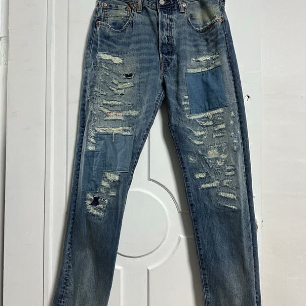 리바이스 501CT 보로 패치워크 데님 팬츠