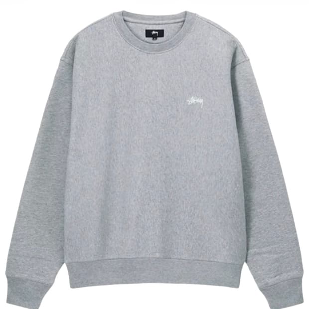 스투시 맨투맨 오버다이드 스탁 로고 크루넥 그레이 헤더