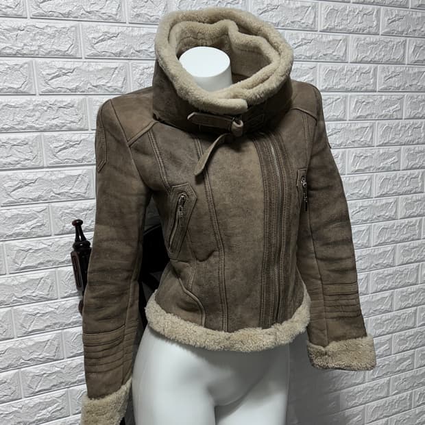 Baby Lamb Double High-Neck Shearling Jac